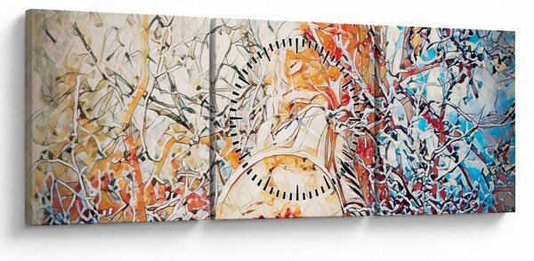 Obraz - Mozaiková abstrakce (s hodinami) (90x30 cm)
