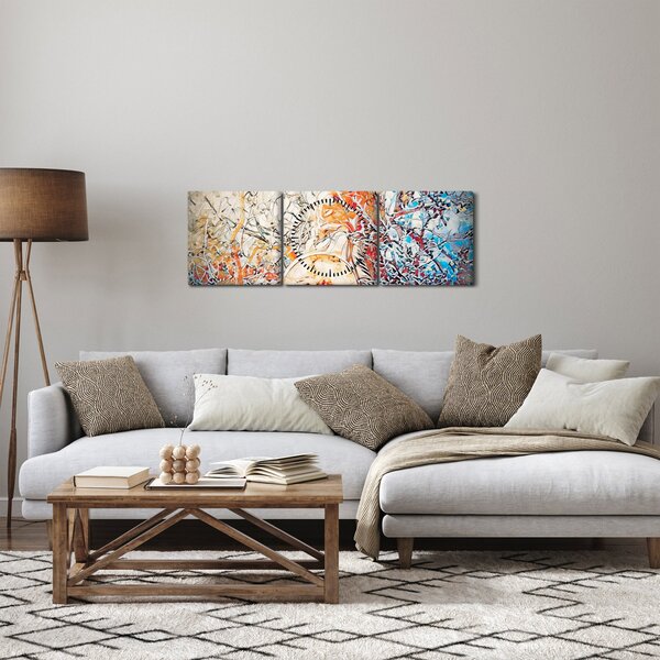 Obraz - Mozaiková abstrakce (s hodinami) (90x30 cm)