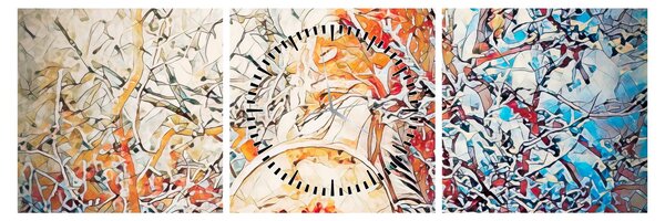 Obraz - Mozaiková abstrakce (s hodinami) (90x30 cm)