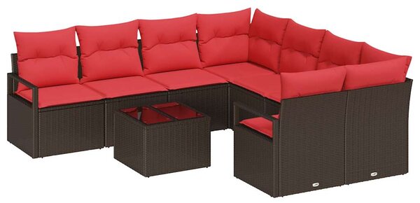 Set pohovek 9 ks 8-Počet míst Beige a Červená polyratan 3354993