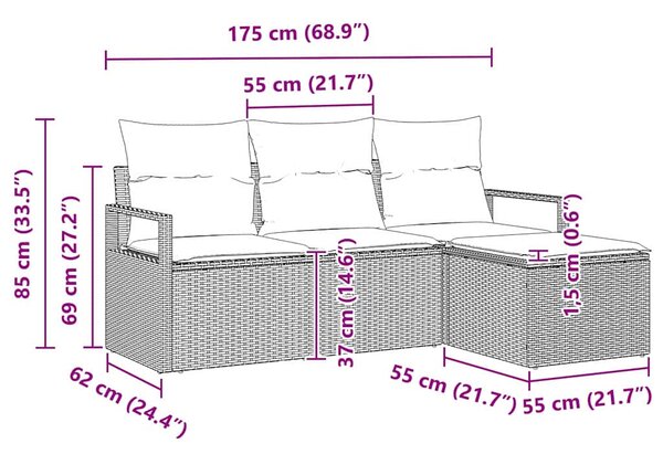 Set pohovek 4 ks Černá polyratan 3346336
