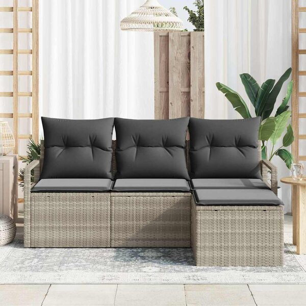 Set pohovek 4 ks Světle šedá polyratan 3346332