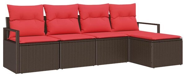 Set pohovek s polštářem 5 pcs Hnědá polyratan 3346344