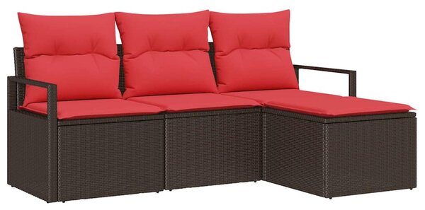 Set pohovek 4 ks Hnědá polyratan 3346334