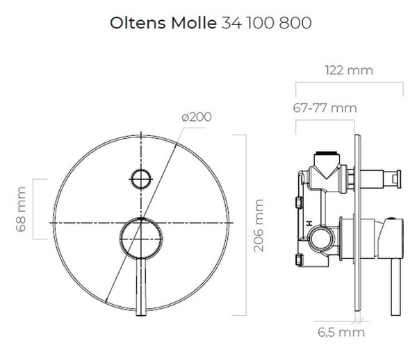 Oltens Molle vanová baterie pod omítku zlatý lesk 34100800