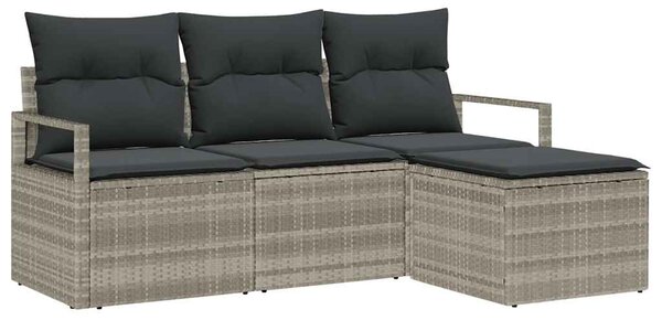 Set pohovek 4 ks Světle šedá polyratan 3346332