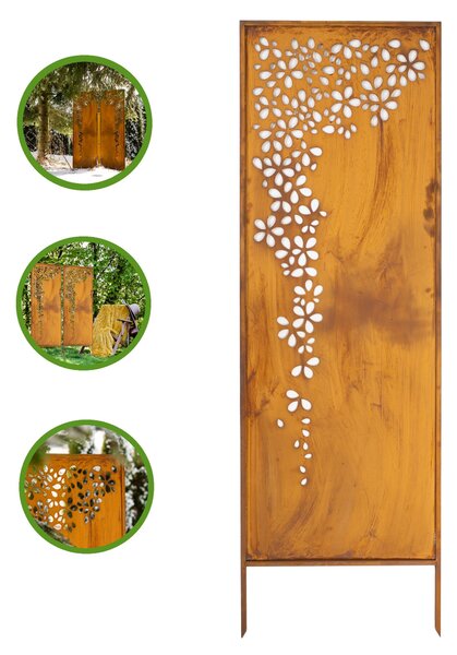 Zahradní dekorativní panel z oceli s patinou „Girlanda“ 160x50 cm – dekorativní kryt