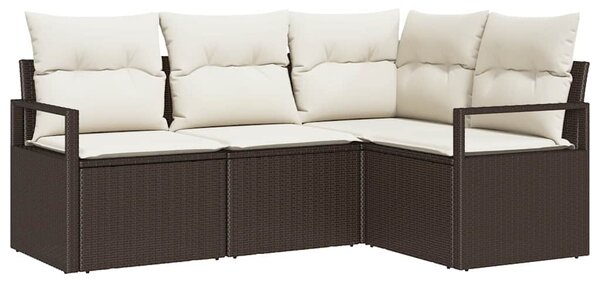 Set pohovek 4 pcs Hnědá polyratan 3346358