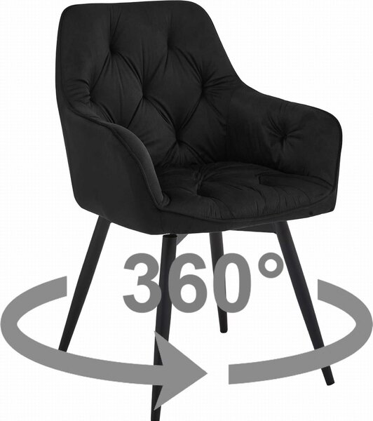 Židle JORK360 - černý samet / černé nohy x 1