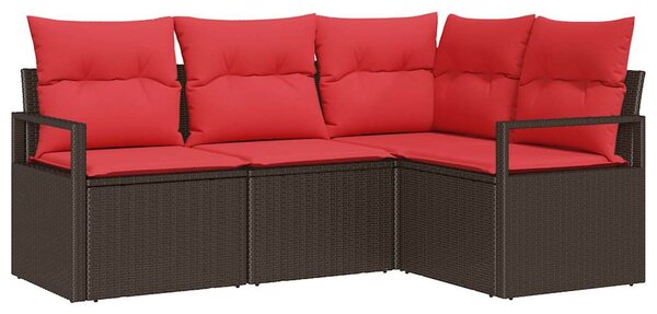 Set pohovek 4 ks Hnědá polyratan 3346364