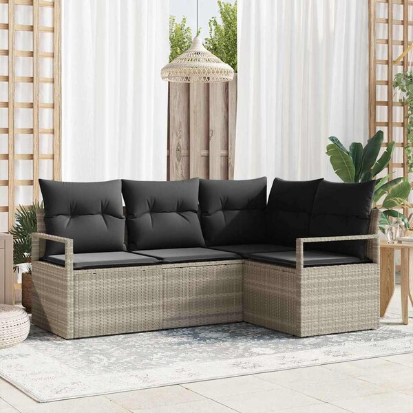 Set pohovek 4 pcs Světle šedá polyratan 3346362