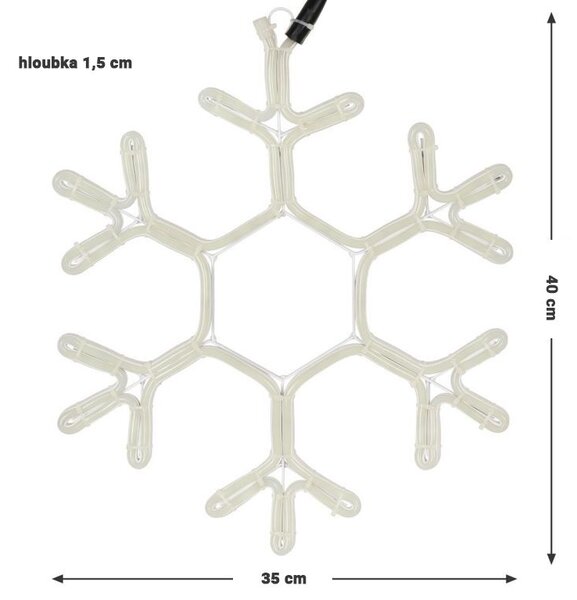 Světelná sněhová vločka 40 x 35 cm, 360 LED, studeně bílá