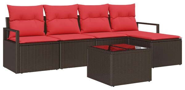 Set pohovek s polštářem 6 pcs Hnědá polyratan 3346354