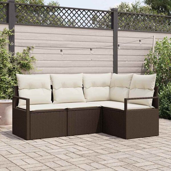 Set pohovek 4 pcs Hnědá polyratan 3346358