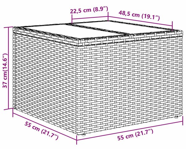 Set pohovek s polštářem s úložištěm Šedá polyratan 3359068