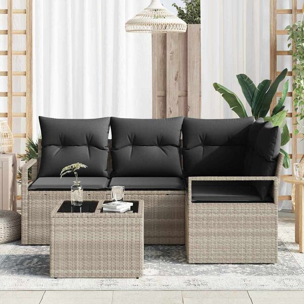 Set pohovek 5 ks Světle šedá polyratan 3346372