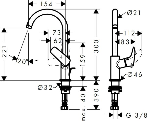 Hansgrohe Logis umyvadlová baterie stojící chrom 71131000