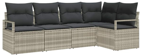 Set pohovek 5 ks Světle šedá polyratan 3346382