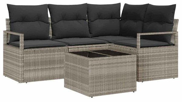 Set pohovek 5 ks Světle šedá polyratan 3346372