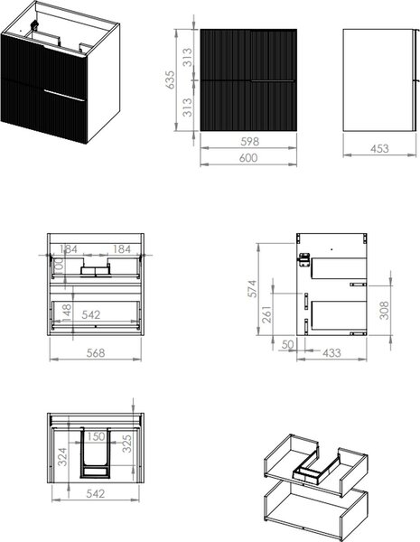 Elita Soho skříňka 60x45.3x63.5 cm pod umyvadlo závěsná modrá RE010604047030