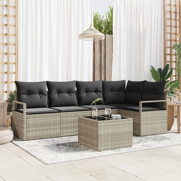 Set pohovek 6 ks Světle šedá polyratan 3346392