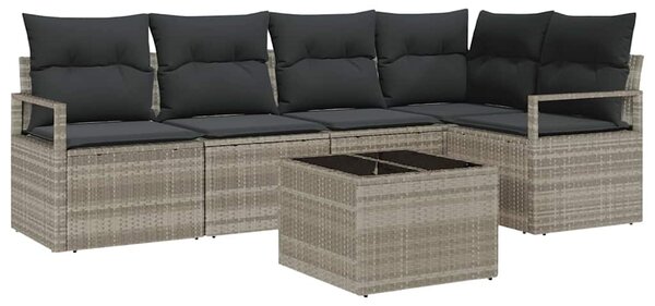 Set pohovek 6 ks Světle šedá polyratan 3346392