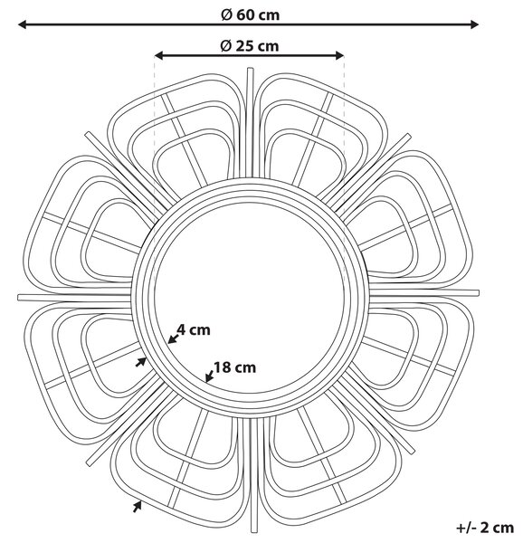 Zrcadlo PASAKU 60 cm 60 cm Ratan Černá