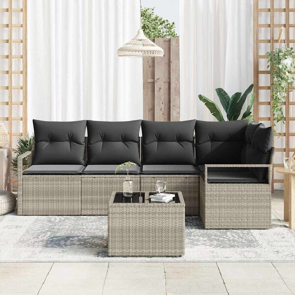 Set pohovek 6 ks Světle šedá polyratan 3346392