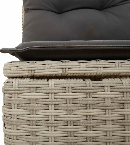 Set pohovek s polštářem s úložištěm Světle šedá polyratan 3359061