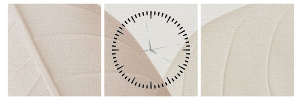 Obraz - Texturované listy (s hodinami) (90x30 cm)