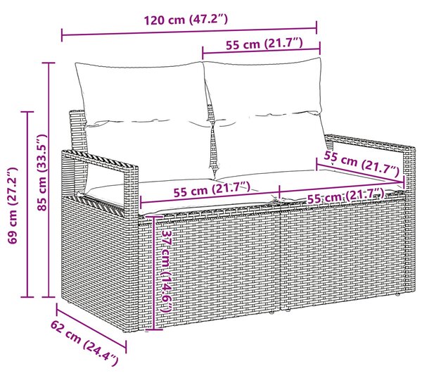 Set pohovek 7 ks Světle šedá polyratan 3346422