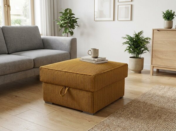 Taburet SMART COSARO XL s úložným prostorem 71x71 cm, hořčicový