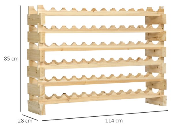 HOMCOM 72-lahev vinotéka, 6-patrová vertikální vinotéka s nosností 100 kg pro kuchyni, jídelnu a bar, 114x28x85 cm, přírodní dřevo | Aosom