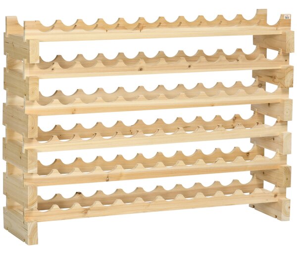HOMCOM 72-lahev vinotéka, 6-patrová vertikální vinotéka s nosností 100 kg pro kuchyni, jídelnu a bar, 114x28x85 cm, přírodní dřevo | Aosom