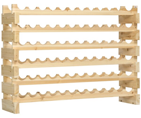 HOMCOM 72-lahev vinotéka, 6-patrová vertikální vinotéka s nosností 100 kg pro kuchyni, jídelnu a bar, 114x28x85 cm, přírodní dřevo | Aosom
