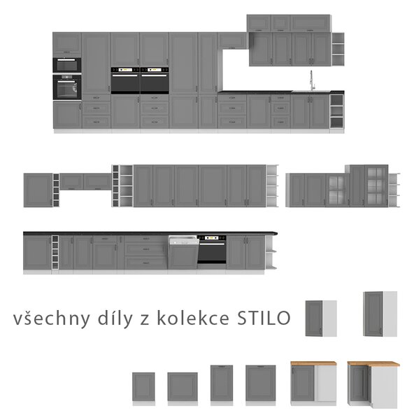 STILO bs | vysoká skříňka 60DPS-210 1F na vestavnou troubu | 60 cm | bílá/šedá | UNI dvířka