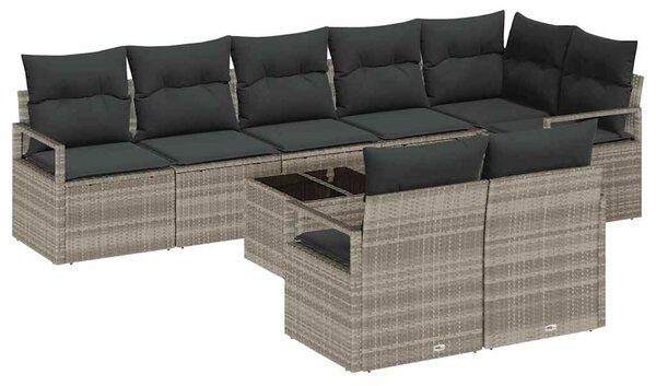 Set pohovek 9 ks Světle šedá polyratan 3346442