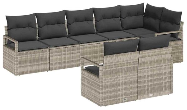 Set pohovek 8 ks Světle šedá polyratan 3346432