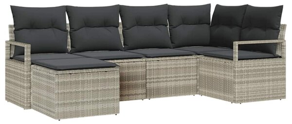 Set pohovek 6 ks Světle šedá polyratan 3346452