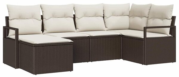 Set pohovek 6 ks Hnědá a krémová polyratan 3355117