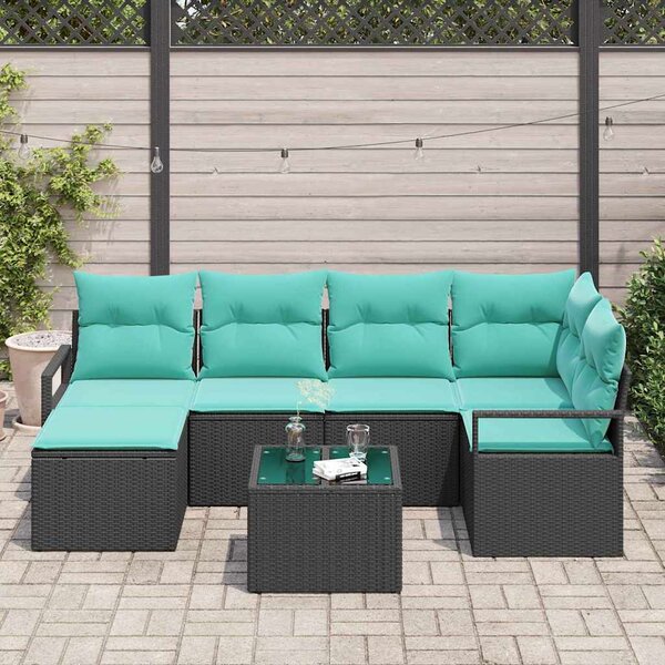 Set pohovek 7 ks Černá polyratan 3346466