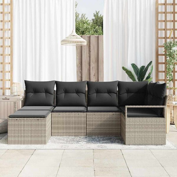 Set pohovek 6 ks Světle šedá polyratan 3346452