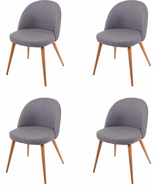 Sada 4 jídelních židlí HWC-D53, kuchyňská židle, retro design 50. let, látka/textil tmavě šedá