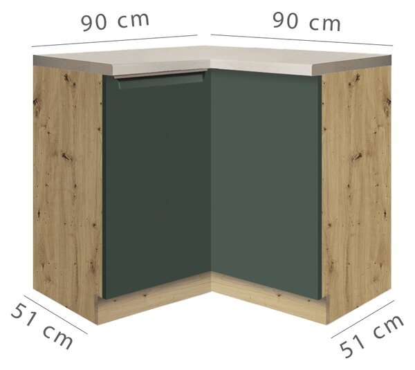 GLAMOUR z | dolní skříňka GLA-16D rohová | 90x90 cm | zelená mat
