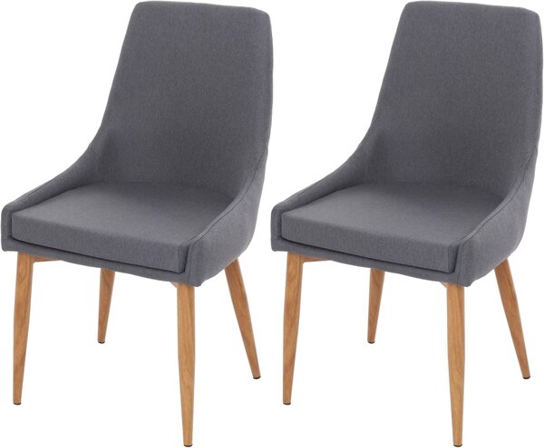 Sada 2 jídelních židlí HWC-B44 II, židle Kuchyňská židle Retro Design Tkanina/textil tmavě šedá
