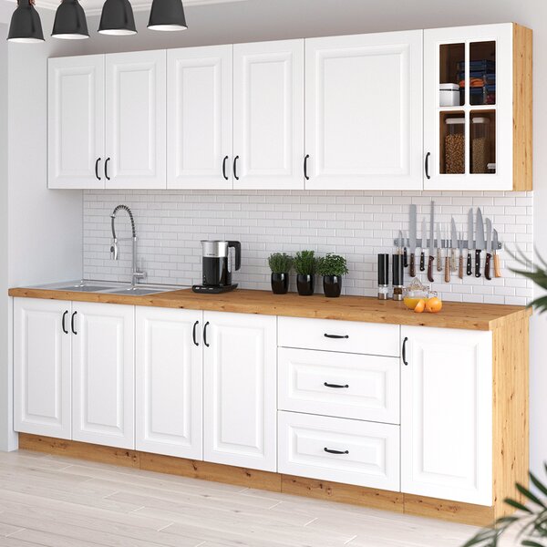 Kuchyňská linka STILO ab | 260 cm | PREMIUM BOX | B verze | artisan/bílá