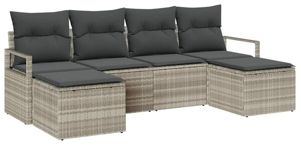Set pohovek 6 ks Světle šedá polyratan 3346492
