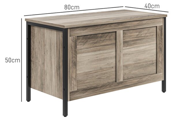 HOMCOM Úložná truhla do ložnice 95 L s víkem, variabilní úložná lavice se zabezpečeným pántem pro chodbu a obývací pokoj 80x40x50 cm hnědošedá | Aosom