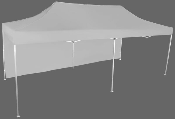 Nůžkový stan 3x6m hliníkový, 1 boční plachta, Šedá / antracitová