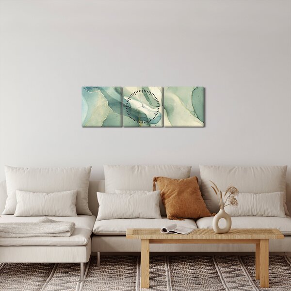 Obraz - Inkoustová abstrakce 3 (s hodinami) (90x30 cm)